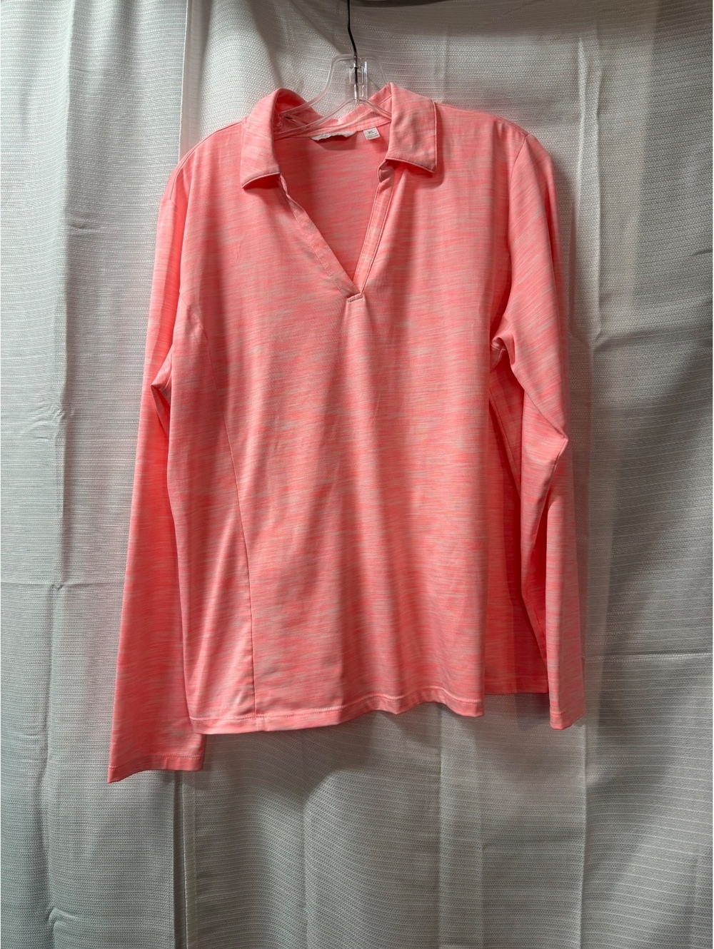 Lady Hagen Essentials Coral Pink Long Sleeve Polo Shirt XL
